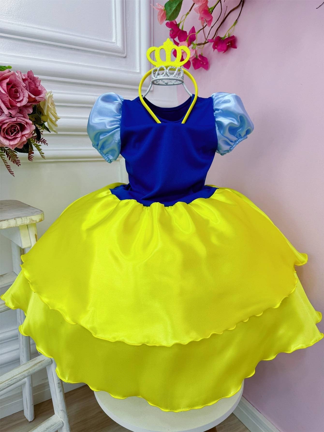 Fantasia Infantil Branca de Neve com Tiara Luxo