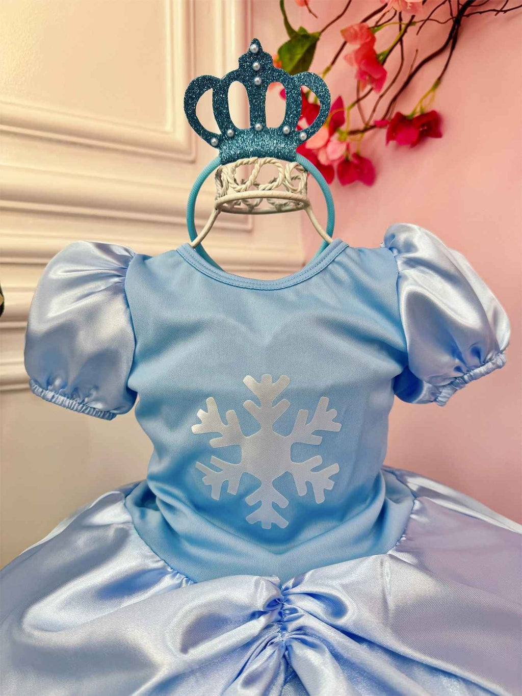 Fantasia Infantil Princesas Elsa e Anna com Tiara para Festas
