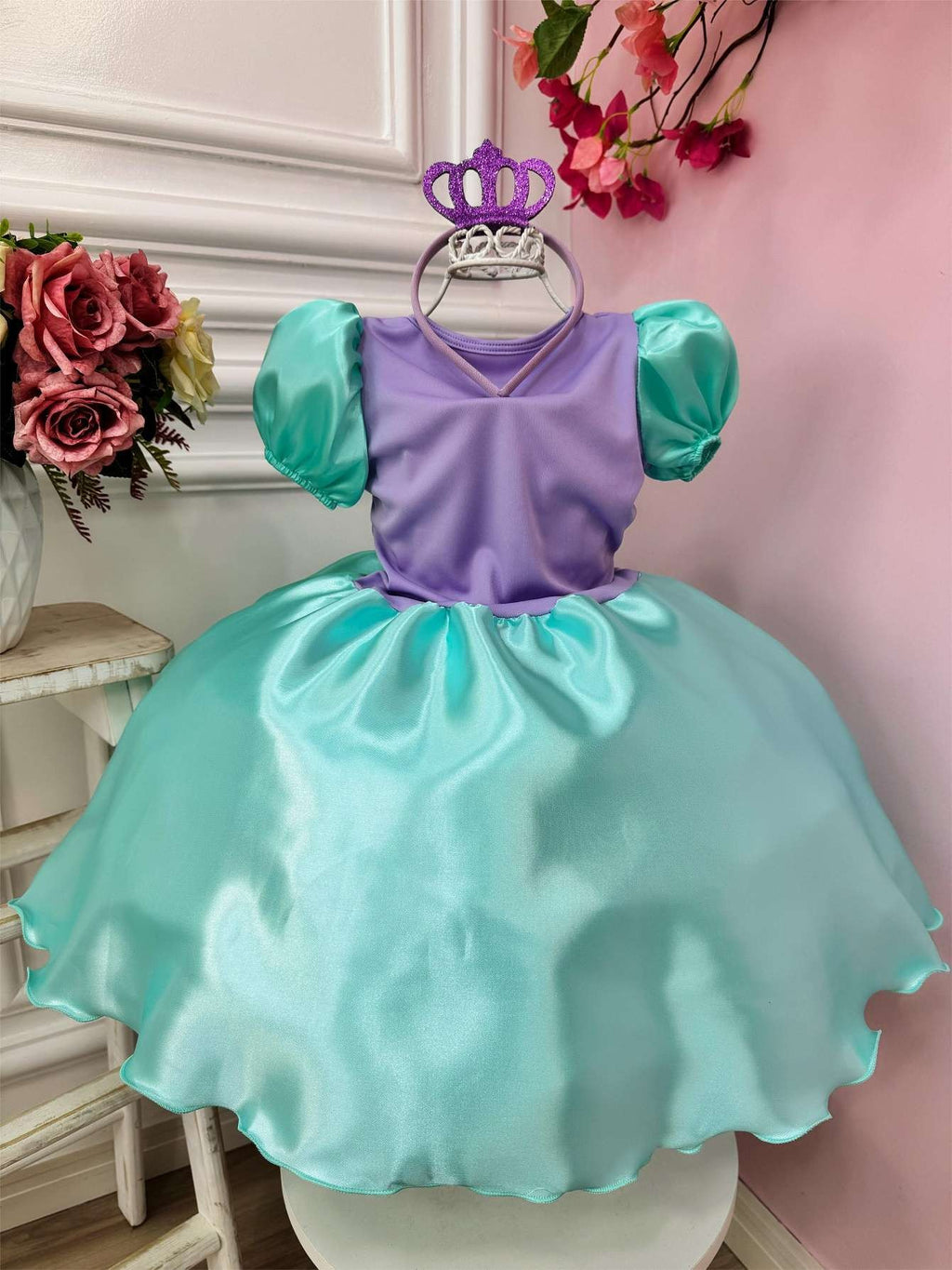 Fantasia Infantil Sereia com Tiara Luxo