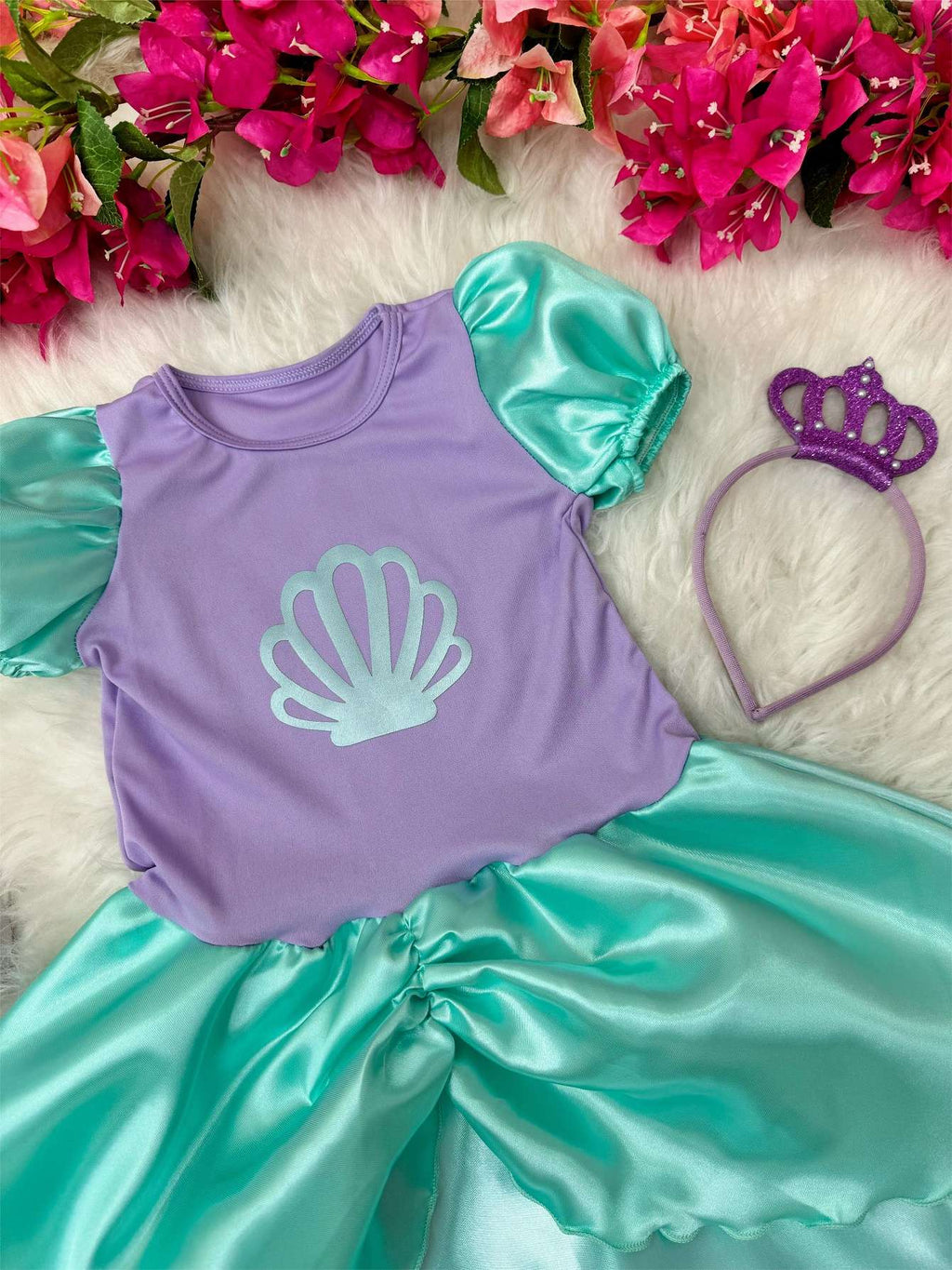 Fantasia Infantil Sereia com Tiara Luxo