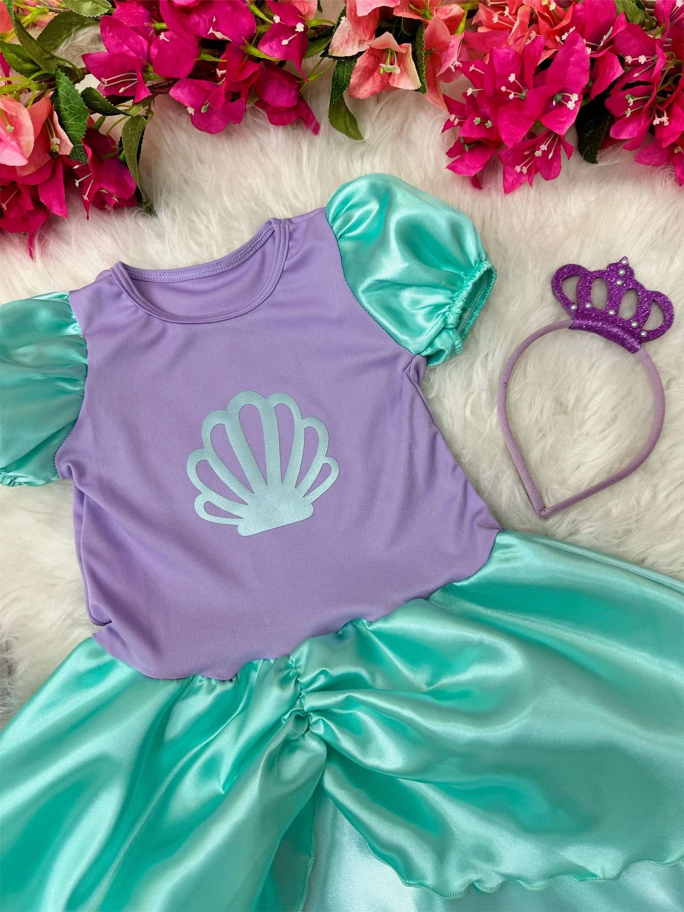 Fantasia Infantil Sereia com Tiara Luxo