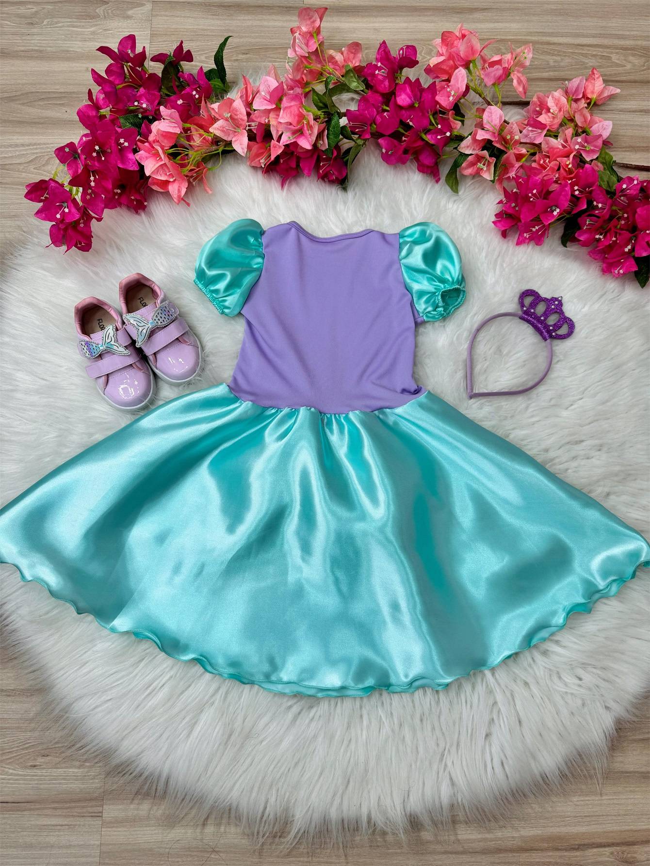 Fantasia Infantil Sereia com Tiara Luxo