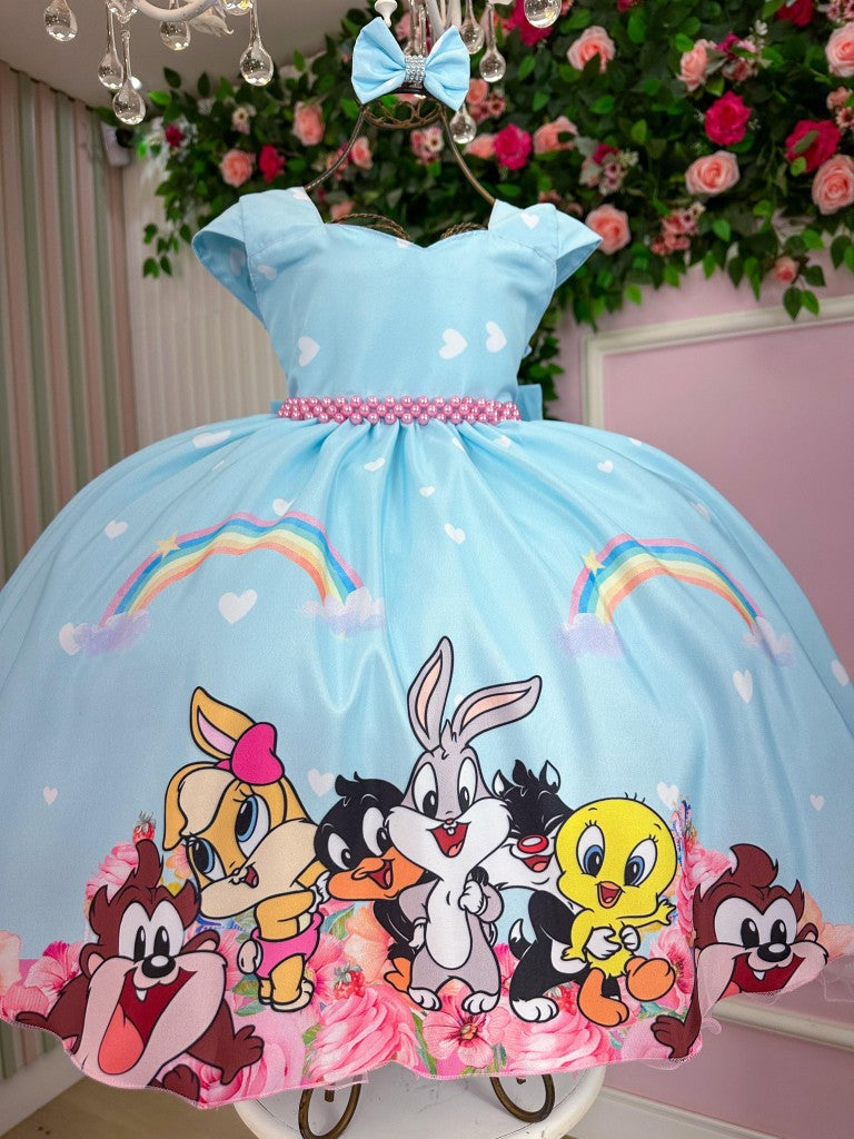 Vestido Ysa Kids Looney Tunes Baby Azul Bebe