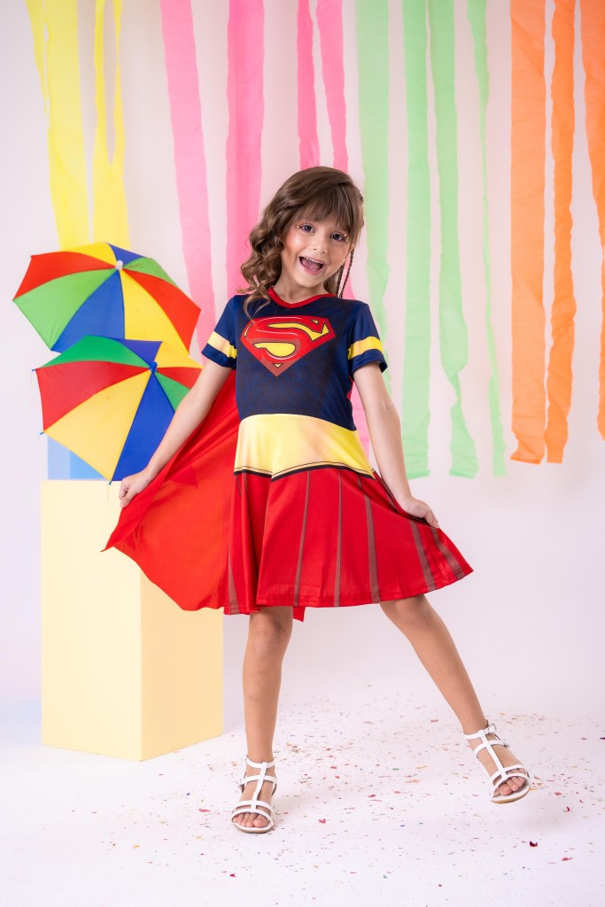 Fantasia Temática Super Girls com Tecido 100% Poliéster