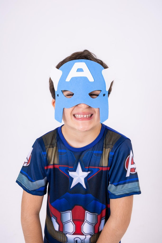 Fantasia Infantil Capitão América em Tecido Confortável e Resistente
