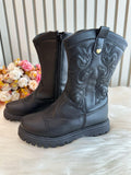 Bota Infantil em Courino Preto com Zíper para Inverno