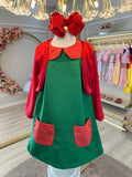 Fantasia Infantil Verde e Vermelho para Festas