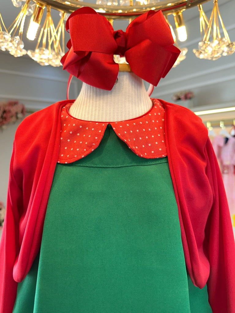 Fantasia Infantil Verde e Vermelho para Festas