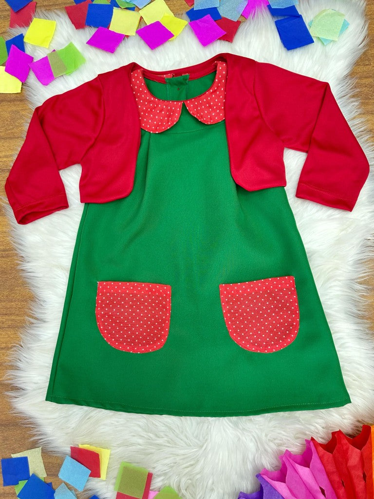 Fantasia Infantil Verde e Vermelho para Festas