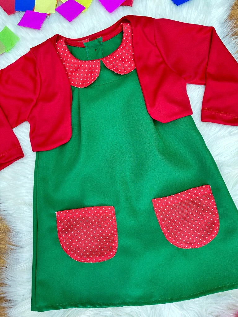 Fantasia Infantil Verde e Vermelho para Festas