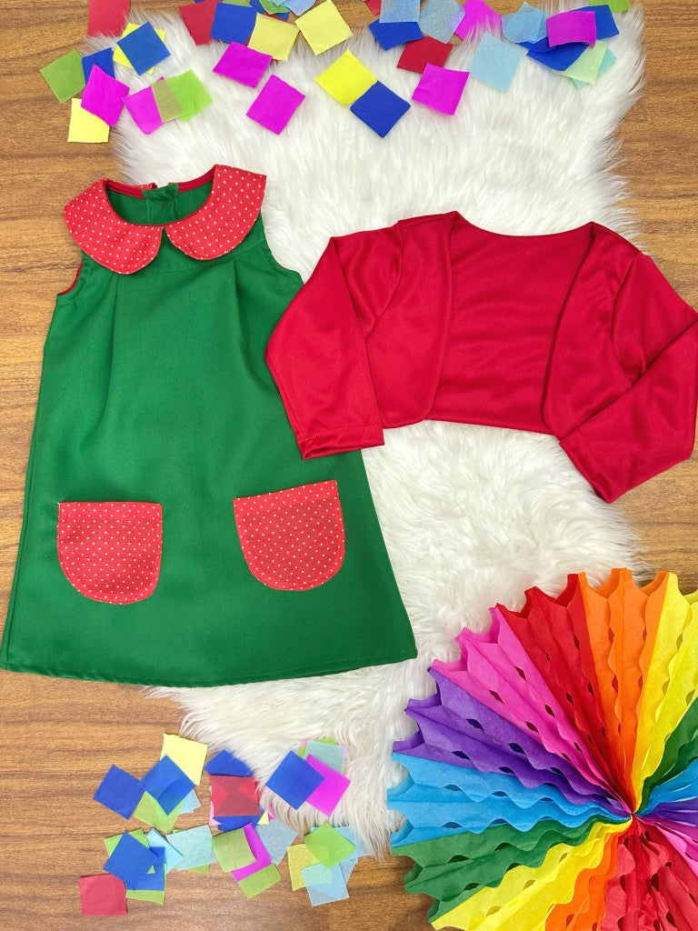 Fantasia Infantil Verde e Vermelho para Festas