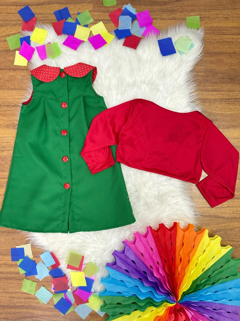 Fantasia Infantil Verde e Vermelho para Festas