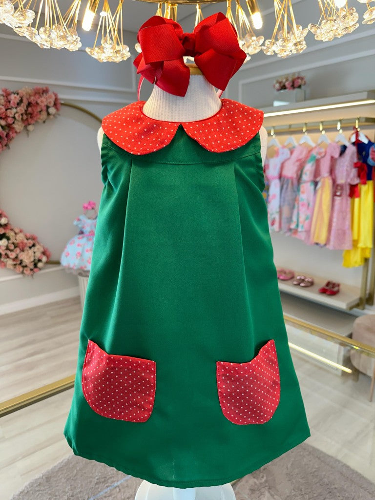Fantasia Infantil Verde e Vermelho para Festas
