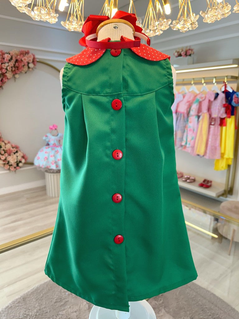 Fantasia Infantil Verde e Vermelho para Festas