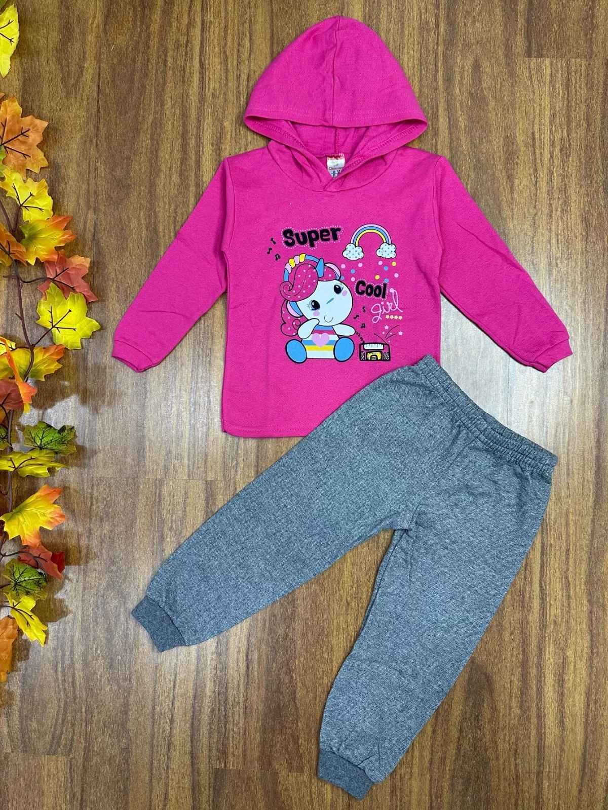 Conjunto de Moletom Infantil com 8 Peças para Meninas