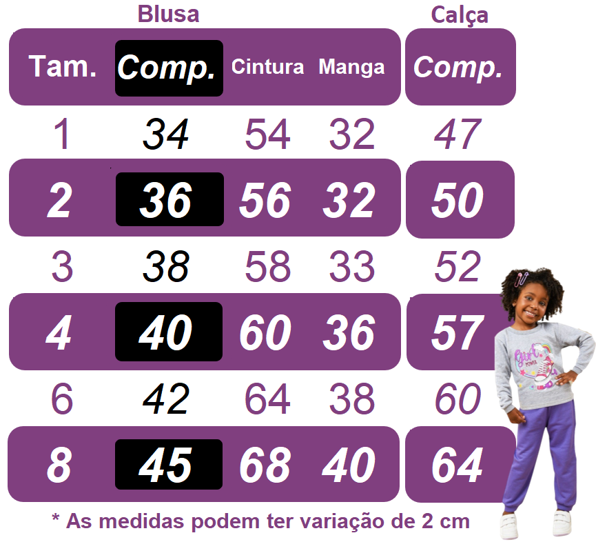 Conjunto de Moletom Infantil com 8 Peças para Meninas