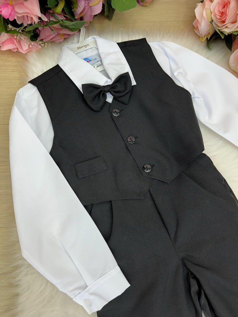 Conjunto Social Meninos Branco com Colete e Gravata Preta