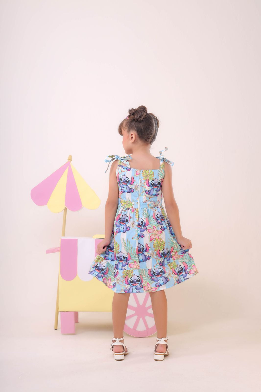 Vestido Infantil Azul Com Aplique do Stitch Tamanho 6