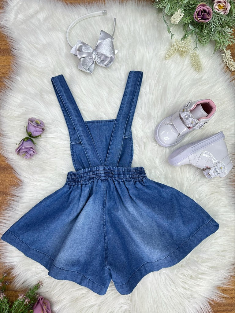 Macaquinho Infantil Jeans Azul Casual para Festas