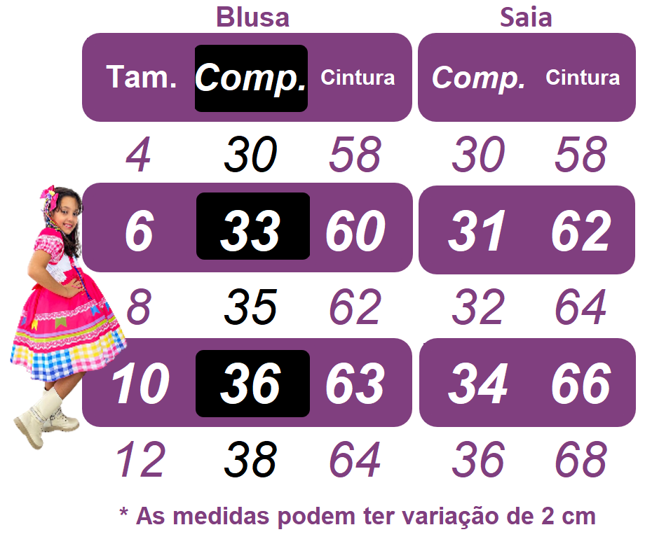 Conjunto Junino Infantil Ciganinha Azul Escuro em Xadrez Colorido