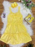 Vestido Infantil Amarelo Casual para Festas com Alças