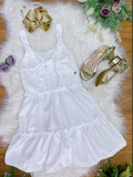 Vestido Infantil Branco de Alça para Festas Luxuosas