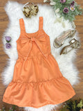Vestido Infantil Laranja Casual para Festas Luxo