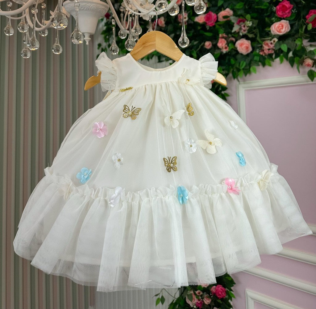 Vestido Infantil Luxo Jardim Encantado em Tule Rosa