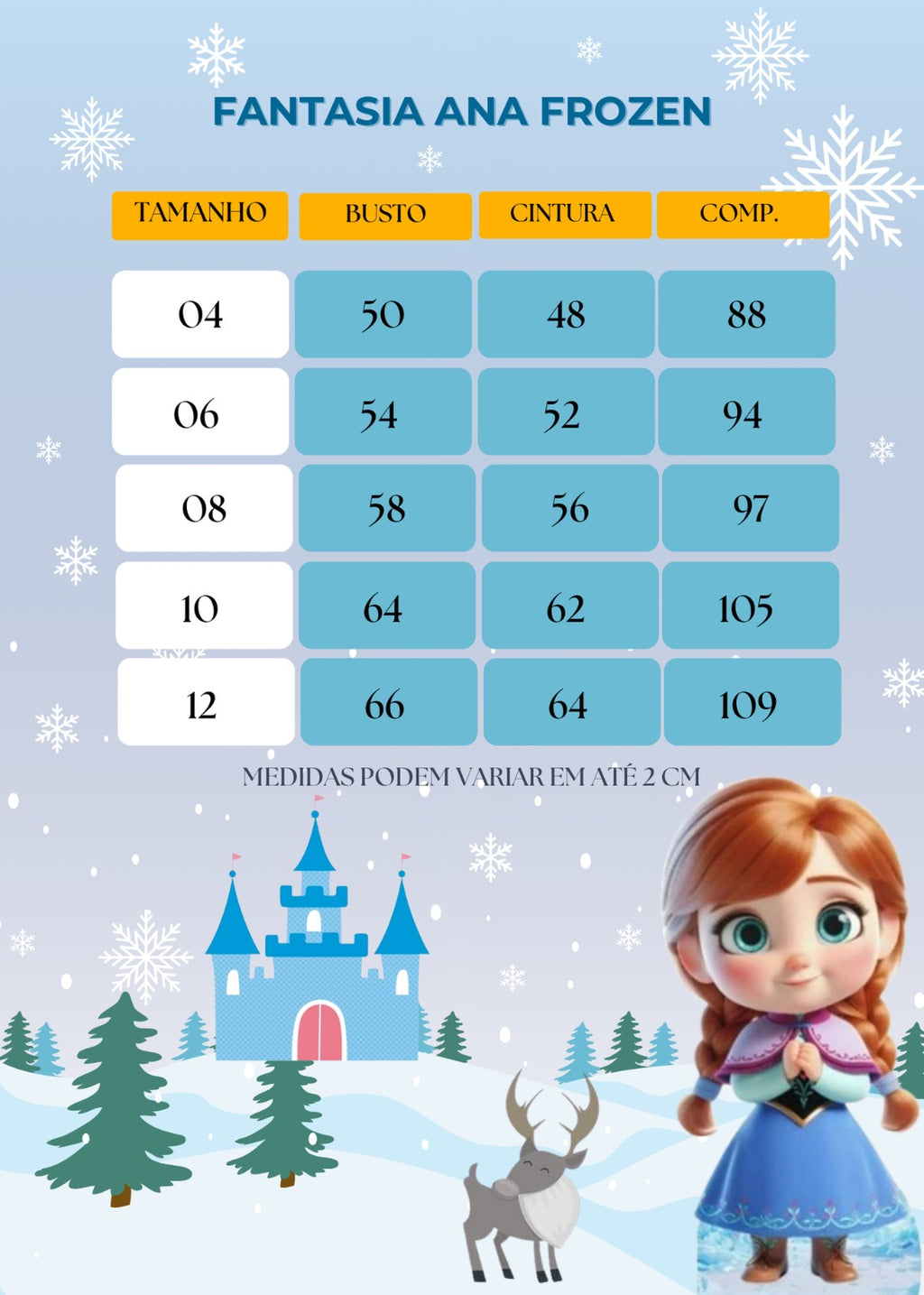 Saia Longa Princesa Ana Frozen em Cetim com Tule Glitter