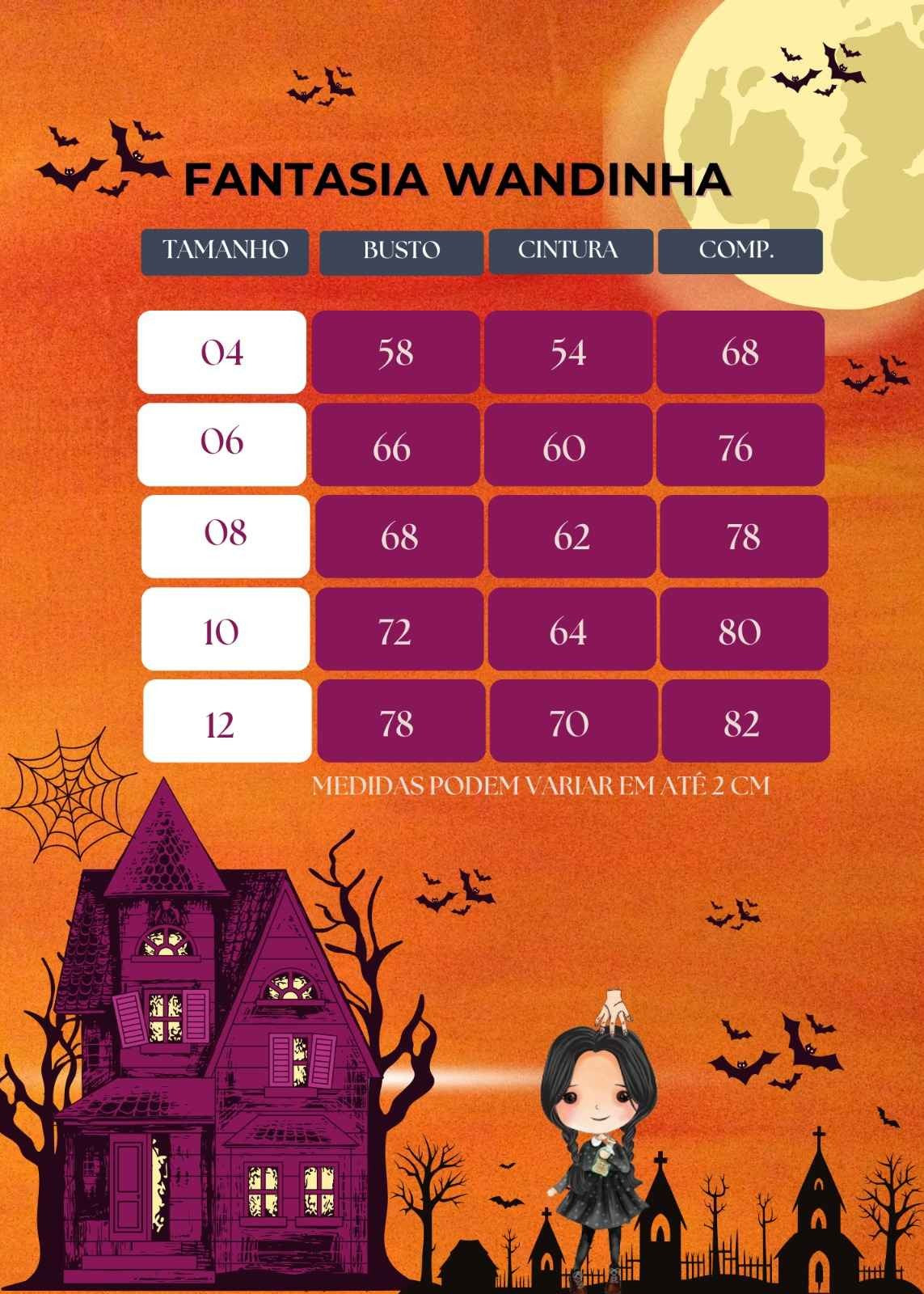 Fantasia Infantil Wandinha em Tule Preto com Gola Branca