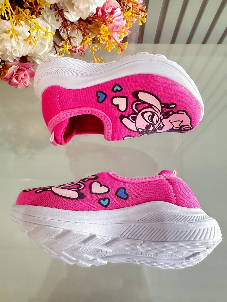 Tênis Calce Fácil Meninas Temático Lilo Stitch e Angel Pink