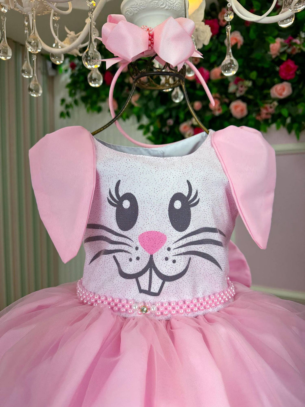 Vestido Luxo Coelho Temático para Páscoa em Tecido Misto