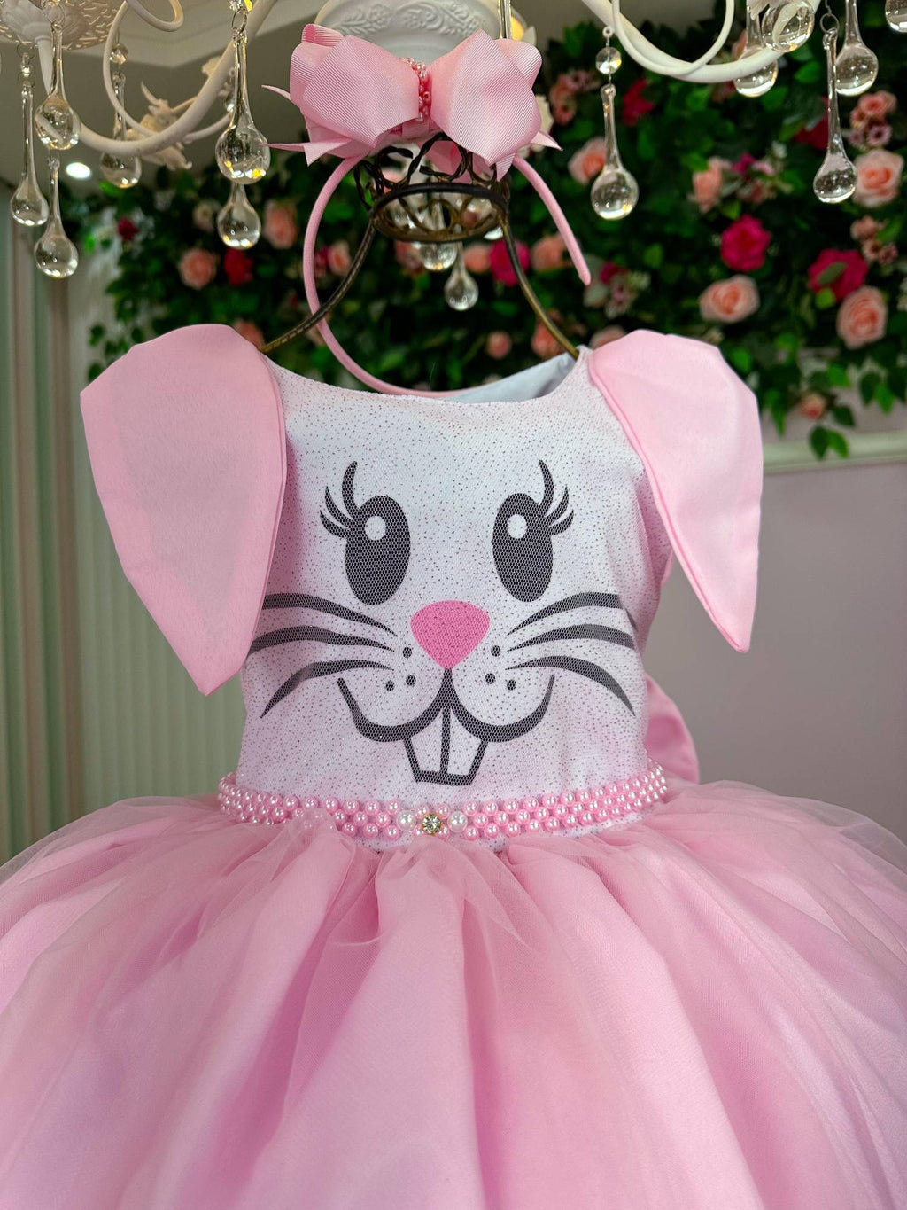 Vestido Luxo Coelho Temático para Páscoa em Tecido Misto