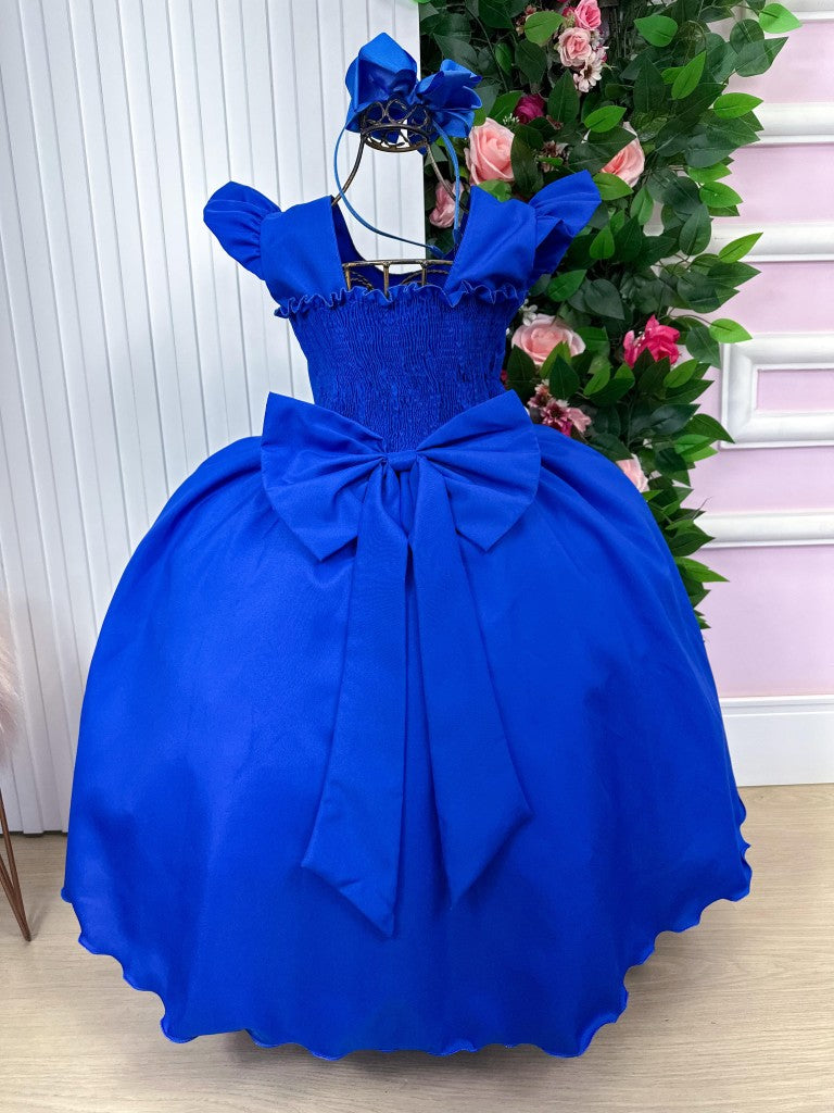 Vestido Longo Azul Royal em Tule e Poliéster para Festas e Eventos