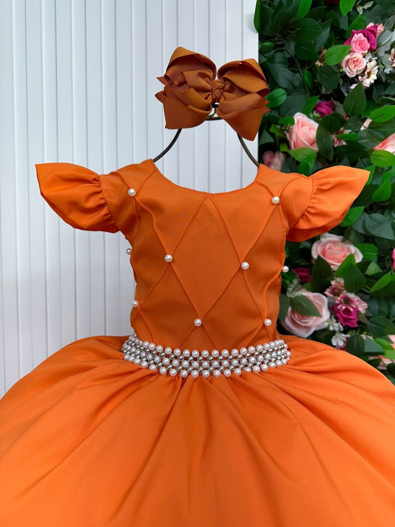 Vestido Longo Terracota com Babado em Tule para Festas e Formaturas