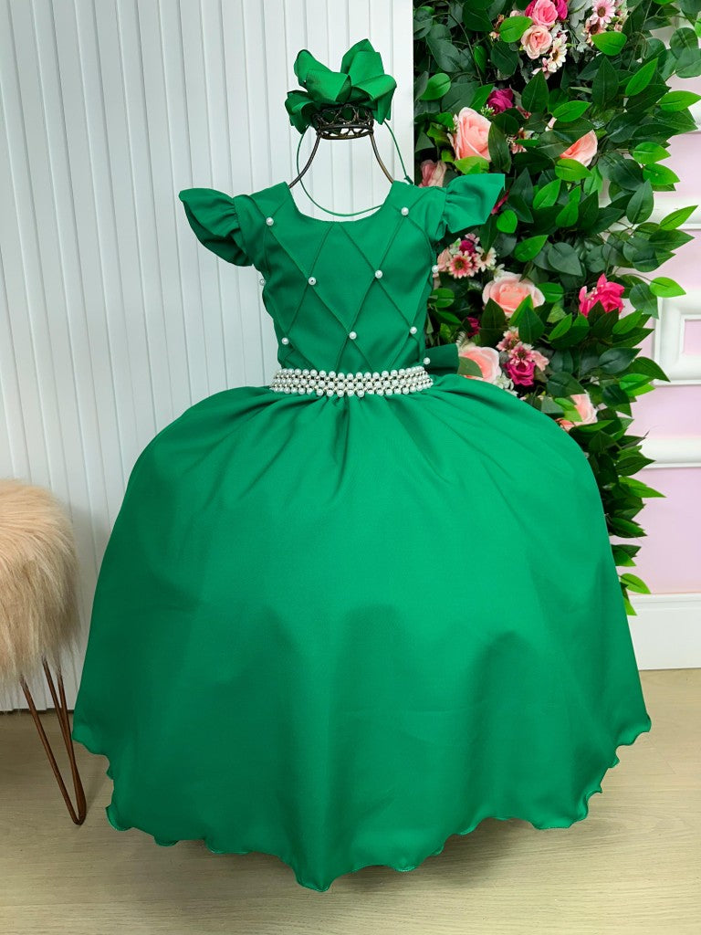 Vestido Longo Verde Bandeira em Tule e Poliéster para Festas e Formaturas