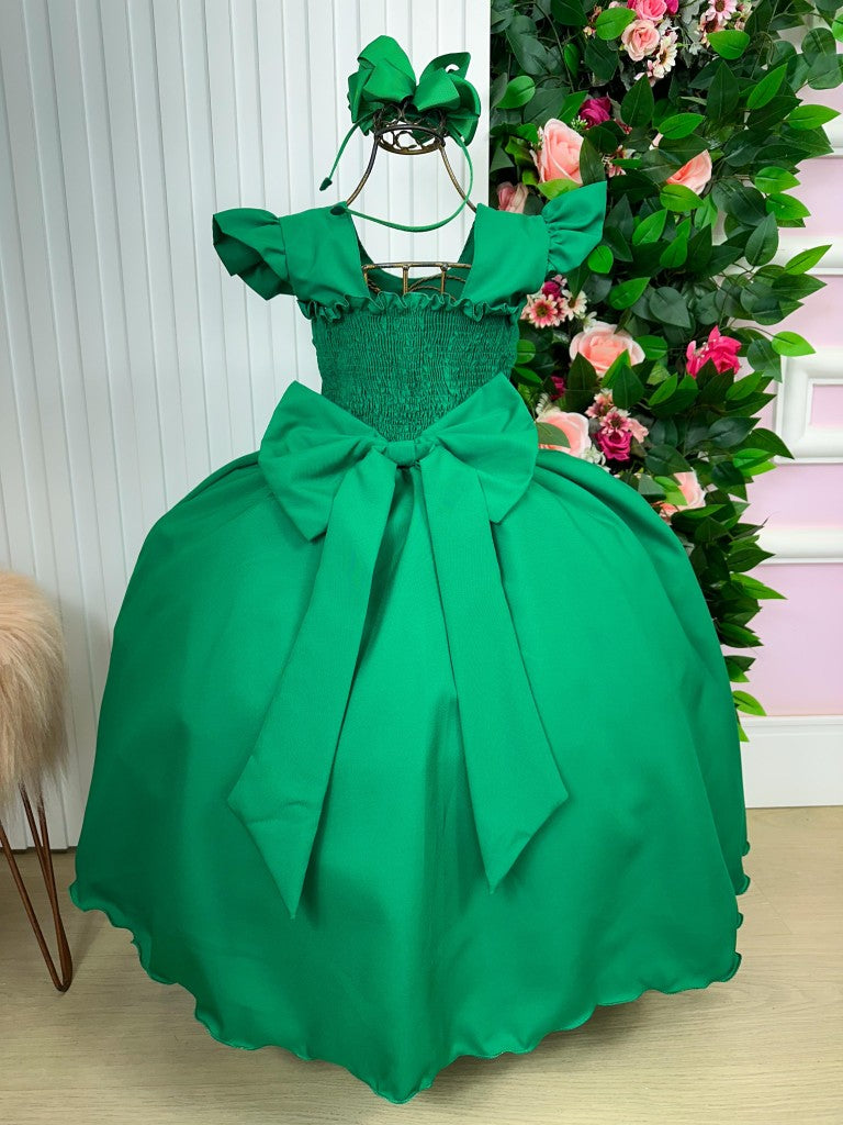 Vestido Longo Verde Bandeira em Tule e Poliéster para Festas e Formaturas