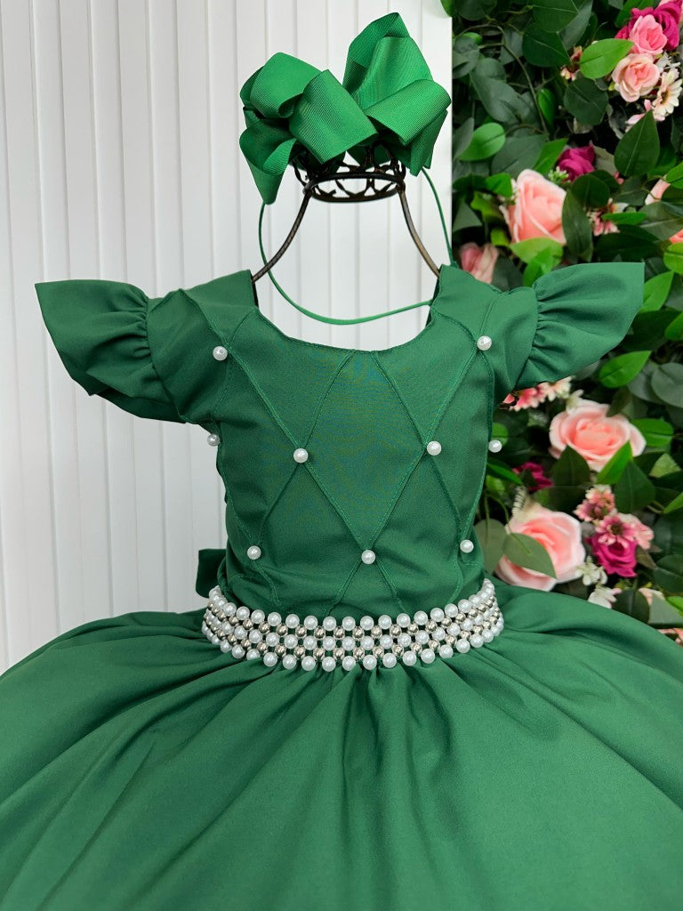 Vestido Longo Verde Esmeralda em Tule e Poliéster para Festas e Eventos