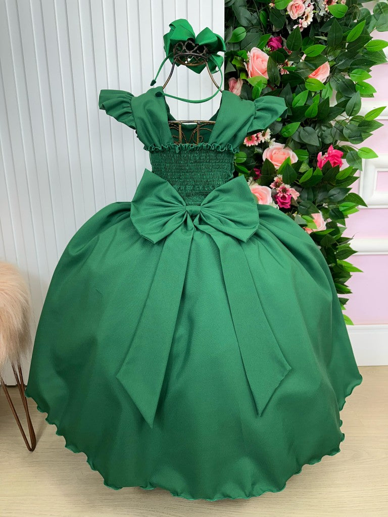 Vestido Longo Verde Esmeralda em Tule e Poliéster para Festas e Eventos