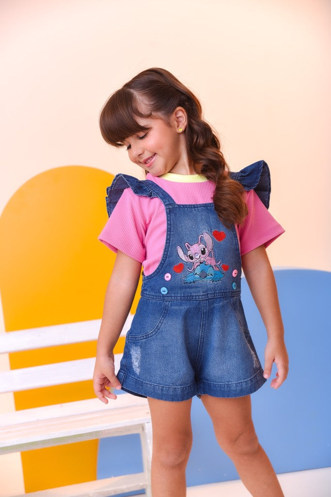 Macaquinho Infantil Jeans Confortável e Estiloso para Meninas