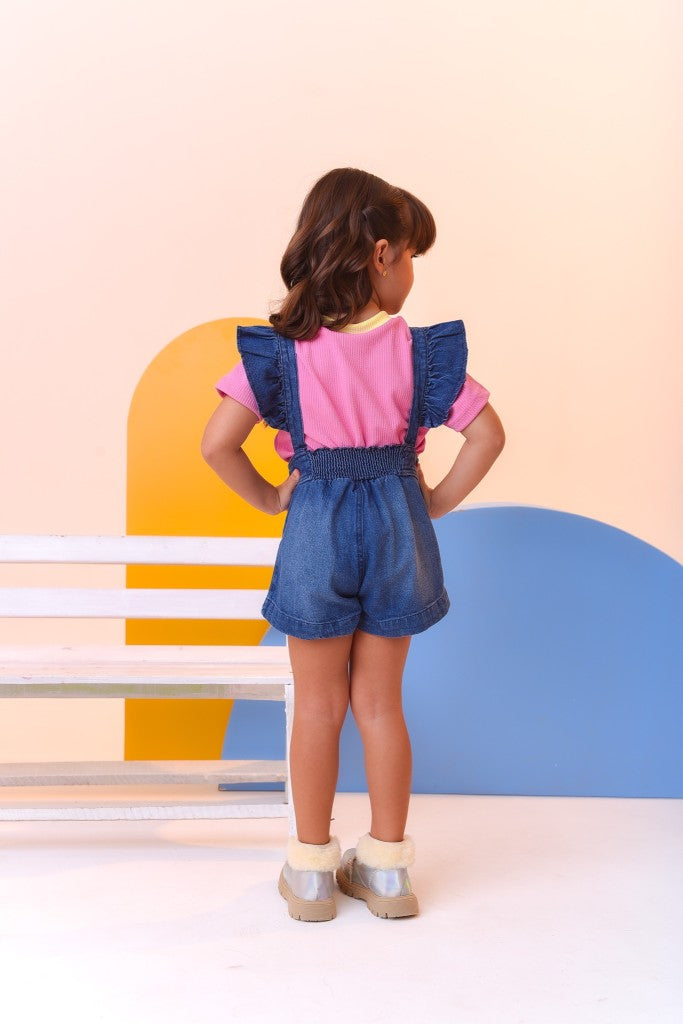 Macaquinho Infantil Jeans Confortável e Estiloso para Meninas