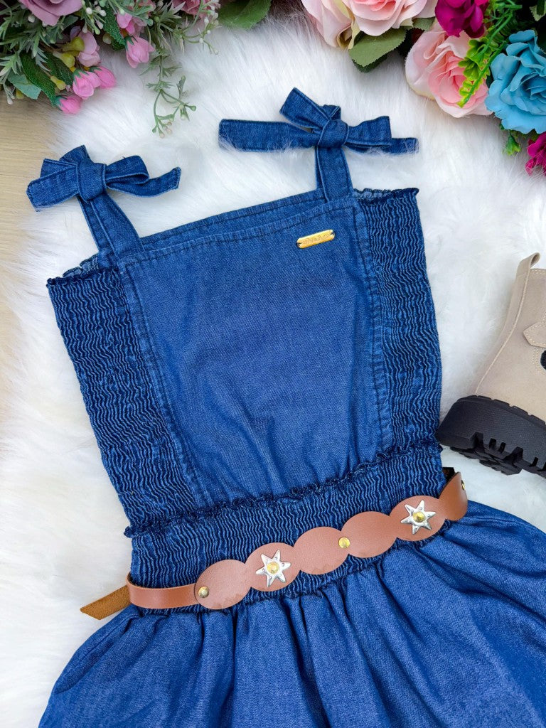 Vestido Jeans Blogueirinha Hermione com Cinto