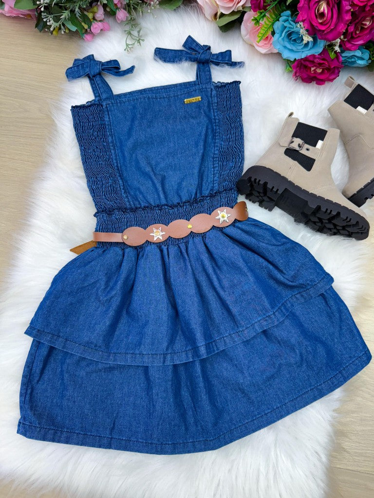 Vestido Jeans Blogueirinha Hermione com Cinto