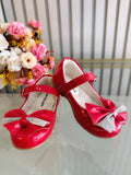 Sapatinho Vermelho de Verniz com Aplique de Lacinho e Strass Luxo