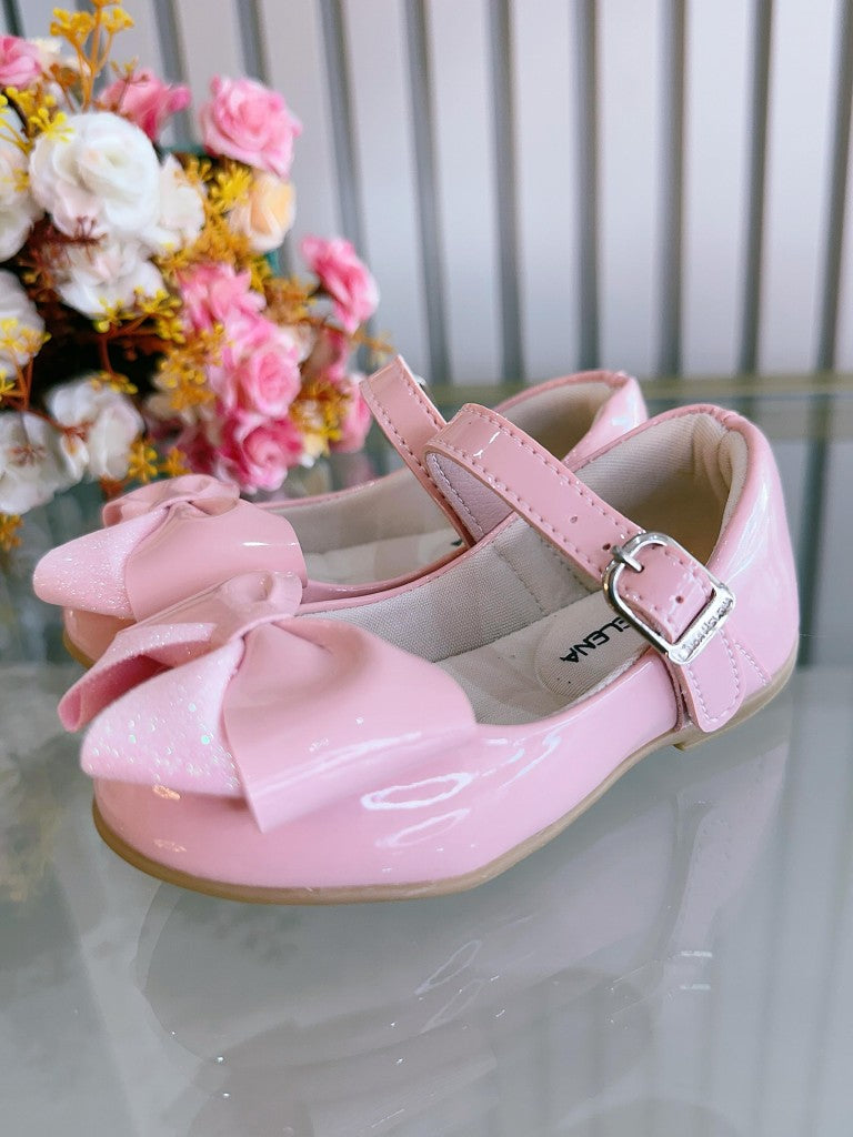 Sapatinho Rosa Verniz Infantil Com Aplique de Lacinho
