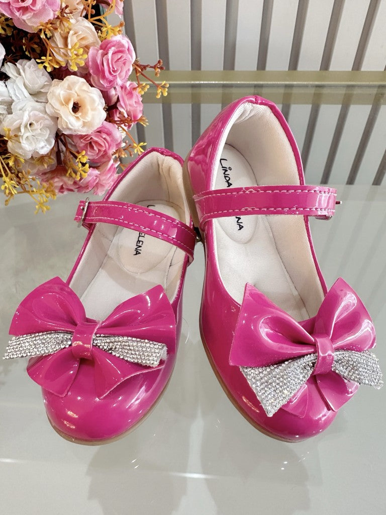 Sapatinho Infantil Pink Verniz Com Aplique de Lacinho