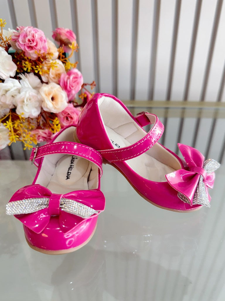 Sapatinho Infantil Pink Verniz Com Aplique de Lacinho