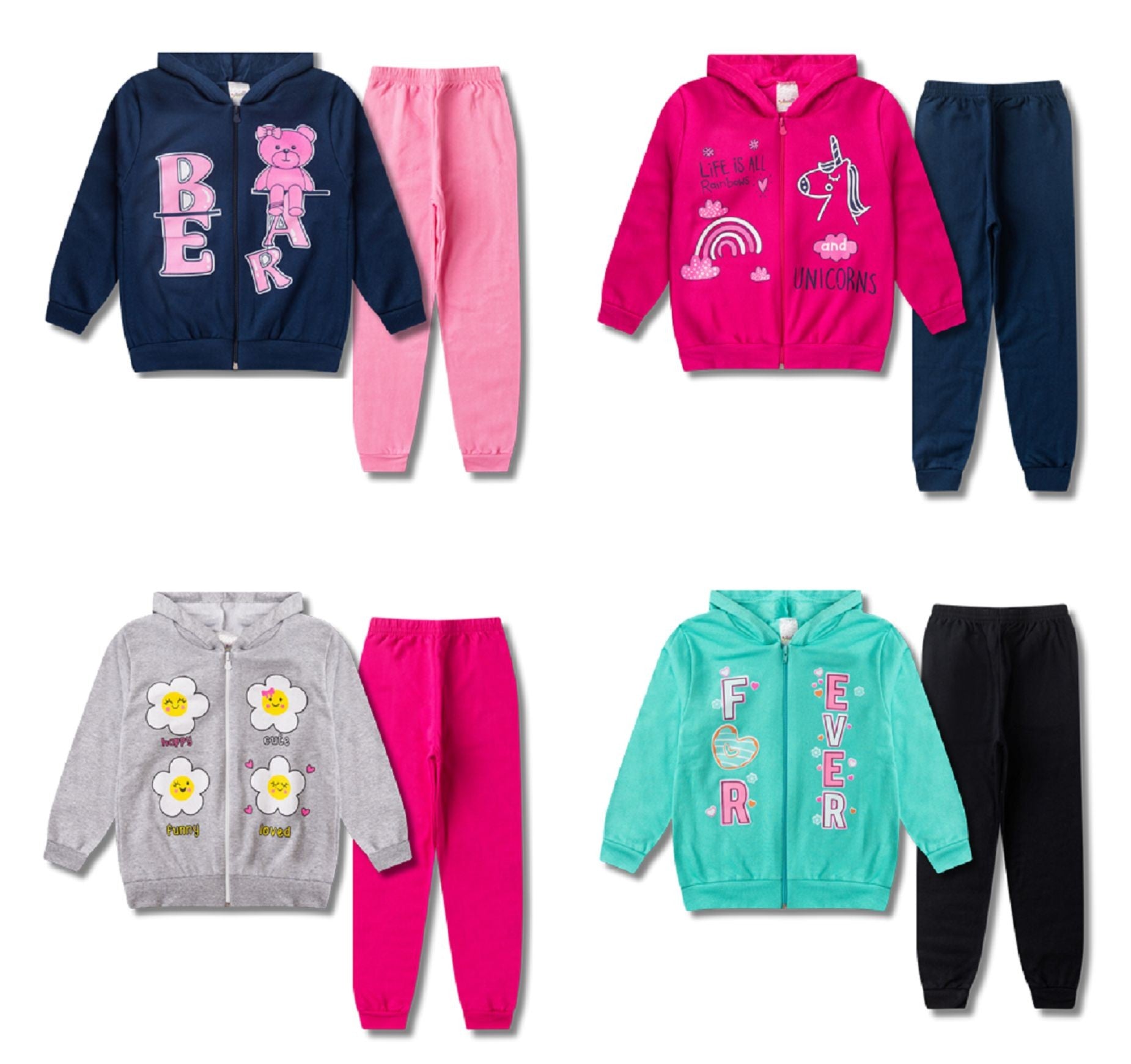 Conjunto Infantil Moletom Meninas Com Estampas 08 Peças Confortáveis