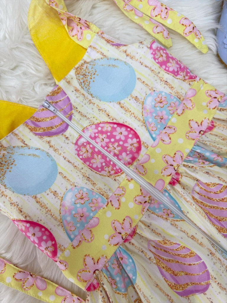 Vestido Infantil Amarelo de Poliéster para Festas de Verão