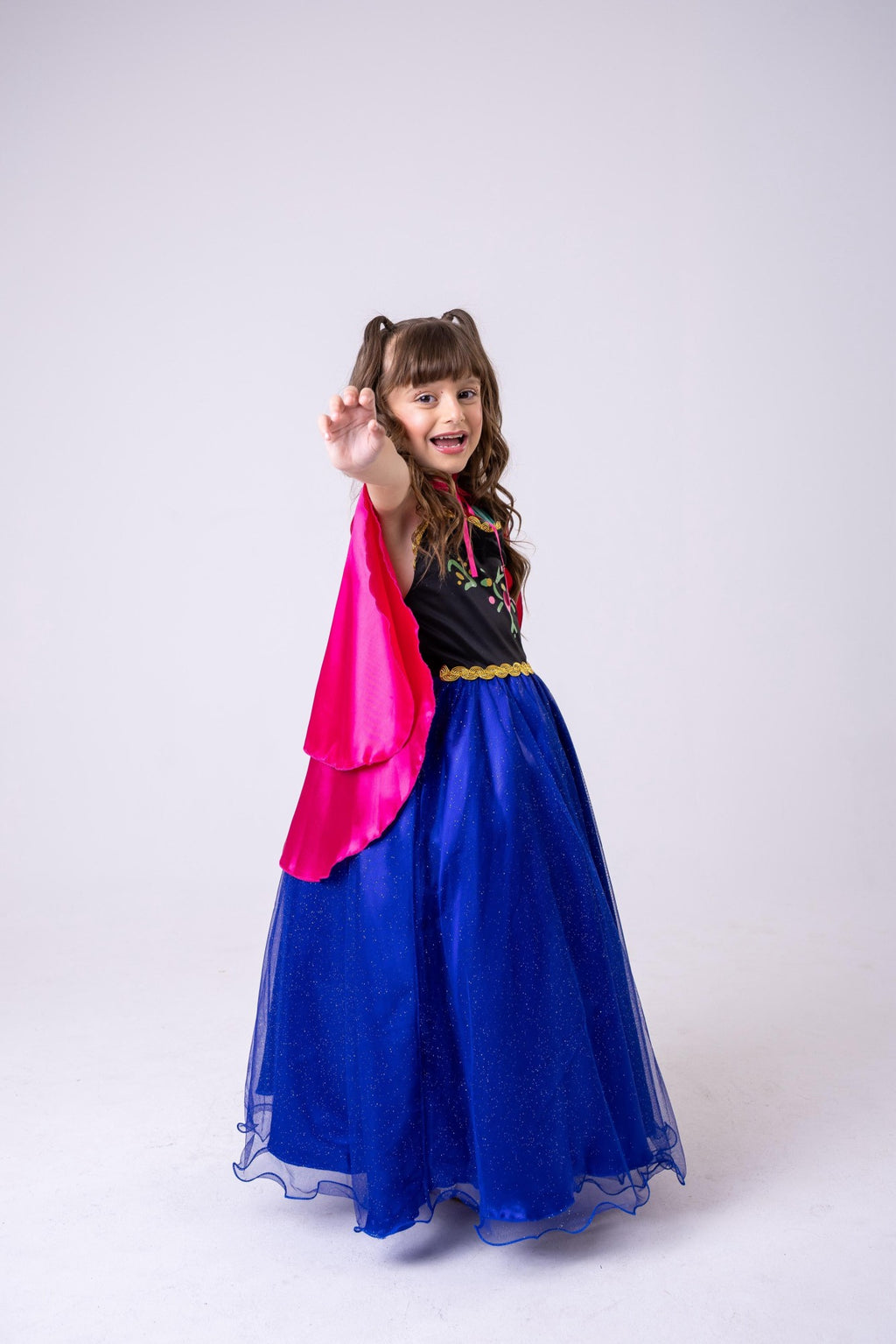Saia Longa Princesa Ana Frozen em Cetim com Tule Glitter